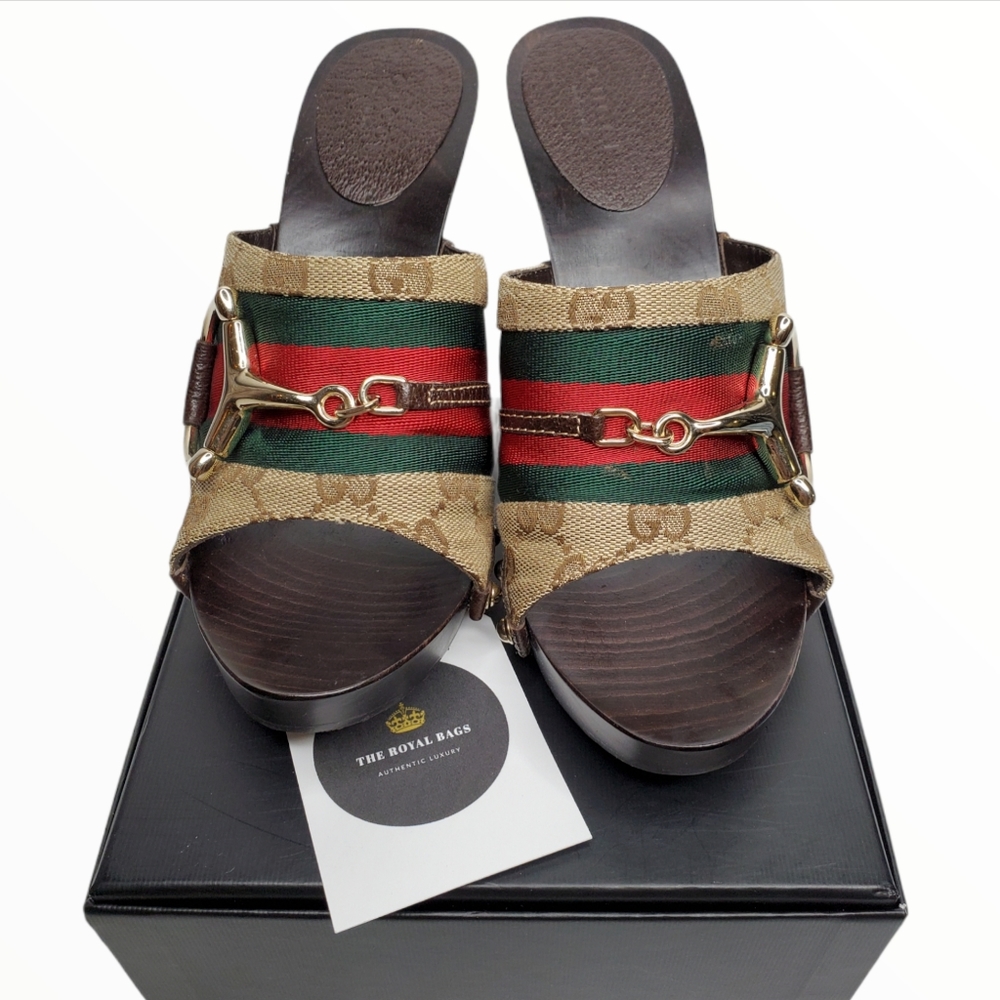GUCCI HORSEBIT MULES CANVAS